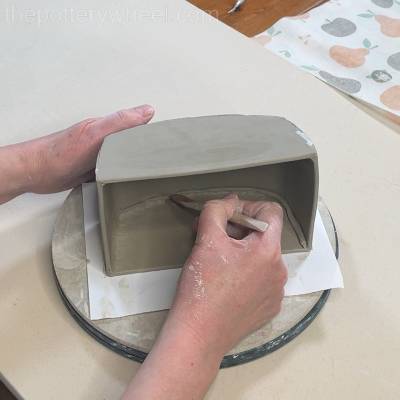 blending the clay coil into the join