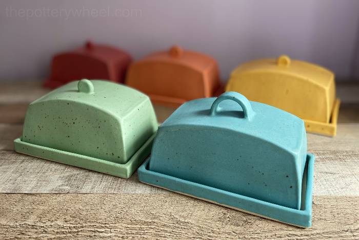 slab pottery butter dish