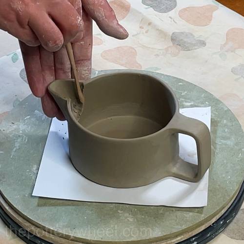blending the spout on the inside