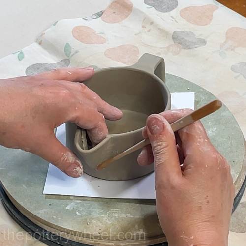 blending the spout on the outside